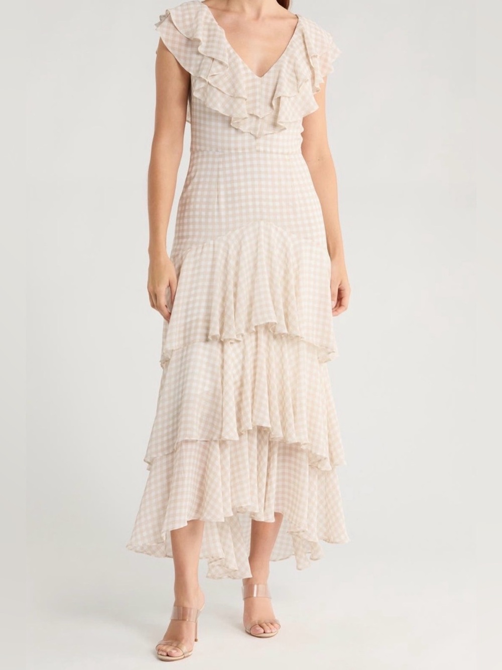 NWT WAYF Gingham Ruffle Dress